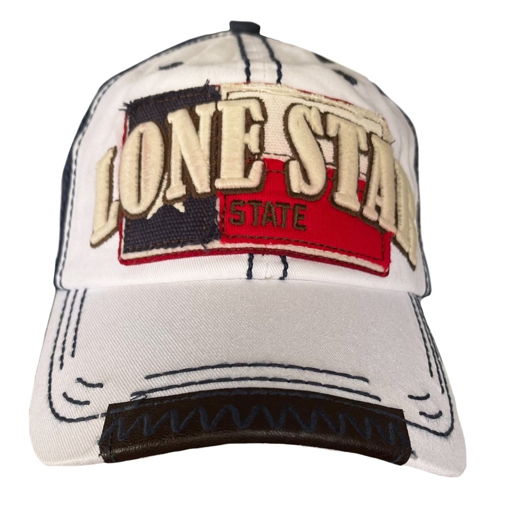 Texas‎ Lone Star 6 Panel Baseball Cap Dad Hat, Navy & White Adjustable